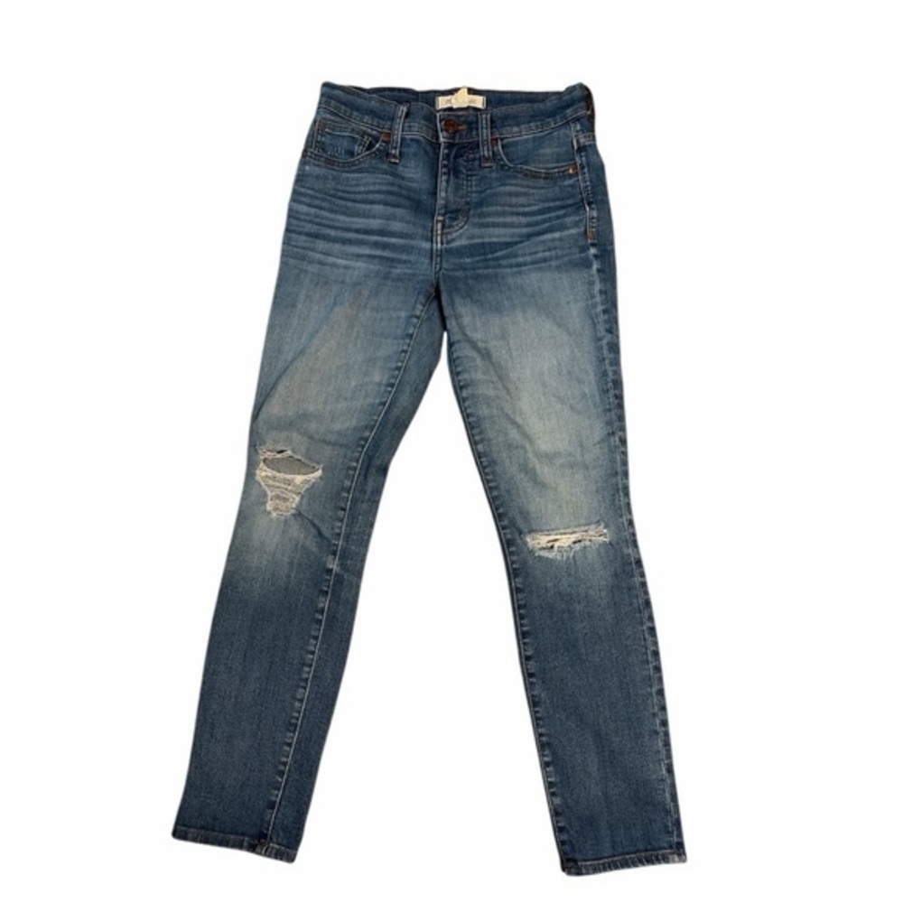 Madewell Blue 9” High-Rise Distressed Skinny Crop Jeans Size 23